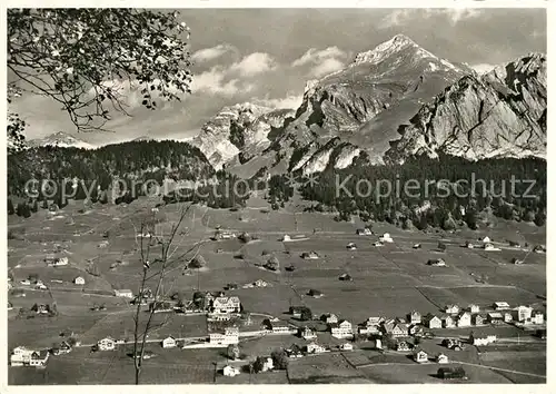 AK / Ansichtskarte Lisighaus_Wildhaus mit Schafberg und Saentis Fliegeraufnahme 