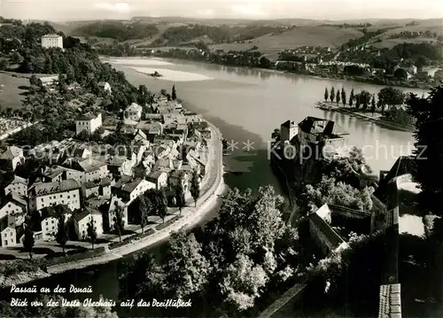 AK / Ansichtskarte Passau Panorama Blick von der Veste Oberhaus auf das Dreiflusseck Passau