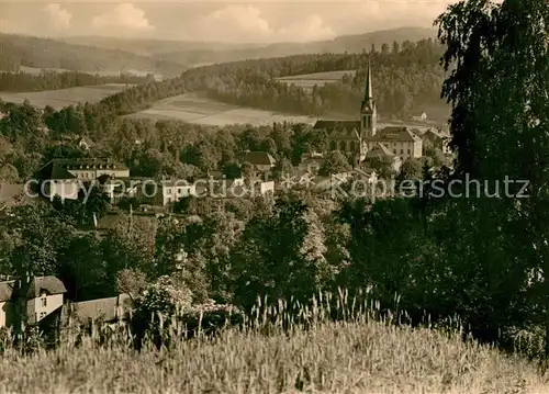 AK / Ansichtskarte Bad_Elster Ortsansicht mit Kirche Landschaftspanorama Bad_Elster