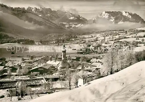 AK / Ansichtskarte Reit_Winkl Winterpanorama mit Kaisergebirge Reit_Winkl