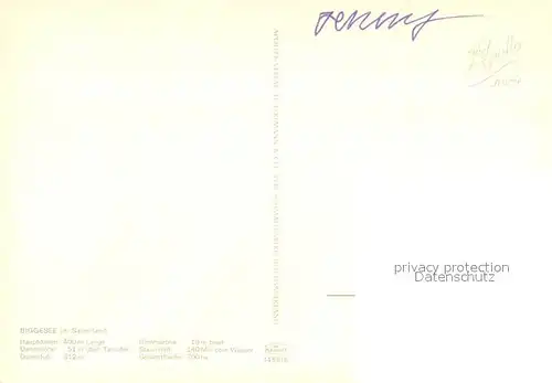 AK / Ansichtskarte Olpe_Biggesee Hauptdamm Stausee Talsperre Olpe Biggesee