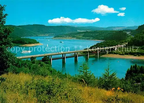 AK / Ansichtskarte Biggesee Doppelstoeckige Listertalbruecke Landschaftspanorama Stausee Biggesee