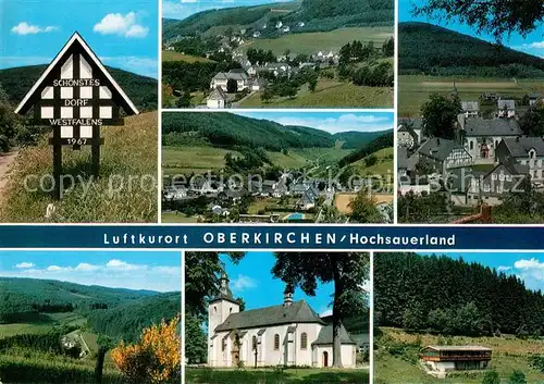 AK / Ansichtskarte Oberkirchen_Sauerland Schoenstes Dorf Westfalens 1967 Ortsansichten Kirche Landschaftspanorama Oberkirchen_Sauerland