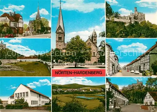 AK / Ansichtskarte Noerten Hardenberg Ortsmotive mit Kirche Strassenpartie Burgruine Noerten Hardenberg