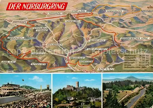 AK / Ansichtskarte Nuerburgring Landkarte Rennstrecke Burgruine Nuerburg Cornely Karte Nr 9938 Nuerburgring