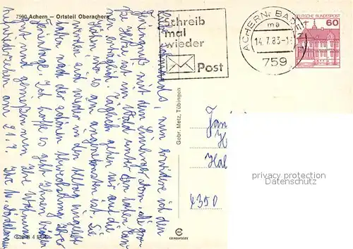 AK / Ansichtskarte Oberachern Kapelle Kirche Partie am Fluss Stadtpanorama Oberachern