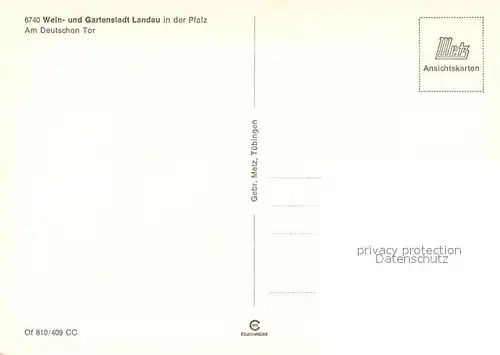 AK / Ansichtskarte Landau_Pfalz Wein  und Gartenstadt Am Deutschen Tor Loewenstatue Landau Pfalz