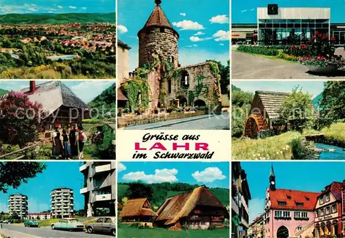 AK / Ansichtskarte Lahr_Baden Teilansichten Schwarzwaldhaus Trachten Hochhaus Muehle Turm Stadtmauer Lahr_Baden