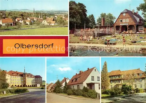 AK / Ansichtskarte Olbersdorf_Sachsen Teilansicht Freibad Polytechnische Oberschule Rudolf Harbig Strasse Feierabendheim Olbersdorf Sachsen