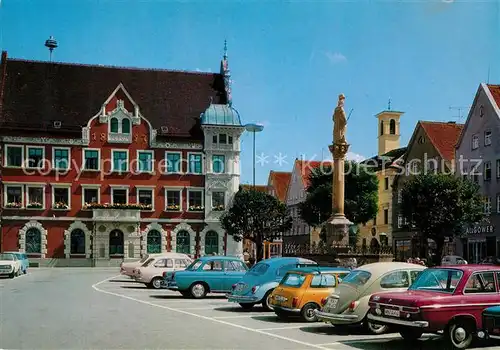 AK / Ansichtskarte Mindelheim Marktplatz Rathaus Mariensaeule Cornely Karte Nr 15738 Historische Sammlung Mindelheim