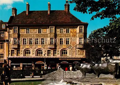 AK / Ansichtskarte Muenchen Rindermarkt Brunnen mit Ruffini Haus Historisches Gebaeude Muenchen
