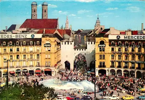 AK / Ansichtskarte Muenchen Karlsplatz Stachus mit Karlstor Tuerme der Frauenkirche Muenchen