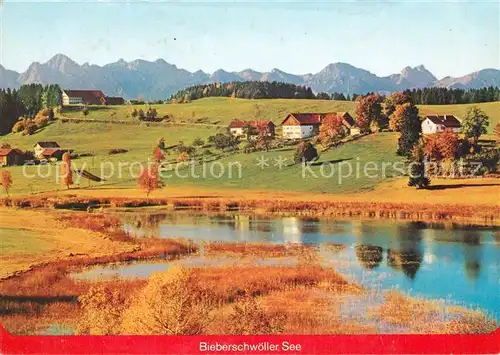AK / Ansichtskarte Steingaden_Oberbayern Landschaftspanorama Bieberschwoeller See Herbststimmung Alpen Steingaden Oberbayern