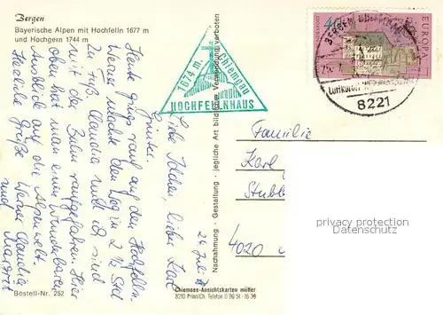 AK / Ansichtskarte Bergen_Chiemgau Panorama Luftkurort mit Hochfelln und Hochgern Chiemgauer Alpen Bergen Chiemgau