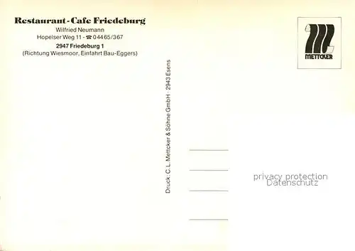 AK / Ansichtskarte Friedeburg_Ostfriesland Restaurant Cafe Friedeburg Friedeburg_Ostfriesland