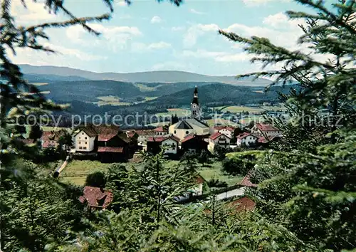 AK / Ansichtskarte Boebrach Ortsmotiv mit Kirche Landschaftspanorama Bayerischer Wald Boebrach
