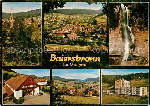AK / Ansichtskarte Baiersbronn_Schwarzwald Panorama Luftkurort Wasserfall Kurklinik Baiersbronn Schwarzwald
