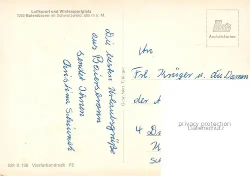 AK / Ansichtskarte Baiersbronn_Schwarzwald Panorama Luftkurort Wasserfall Kurklinik Baiersbronn Schwarzwald