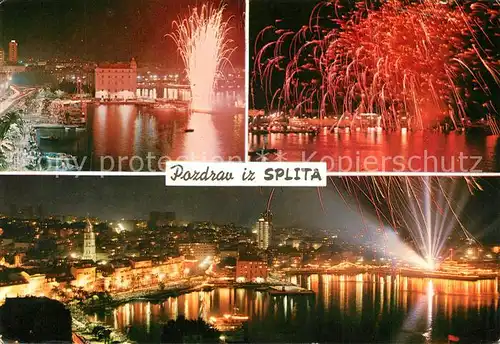 AK / Ansichtskarte Split_Spalato Hafen Fest Feuerwerk Nachtaufnahme Split_Spalato