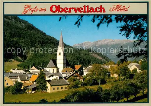 AK / Ansichtskarte Obervellach_Kaernten Ortsansicht mit Kirche Blick gegen die Hohen Tauern Obervellach_Kaernten