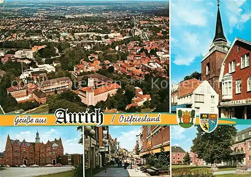 AK / Ansichtskarte Aurich_Ostfriesland Fliegeraufnahme Teilansichten Innenstadt Aurich_Ostfriesland
