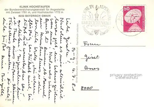 AK / Ansichtskarte Bayerisch_Gmain Klinik Hochstaufen mit Zwiesel und Hochstaufen Alpen Bayerisch Gmain