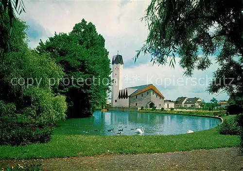 AK / Ansichtskarte Buschhoven St Katharina Kirche Schwanenteich Buschhoven