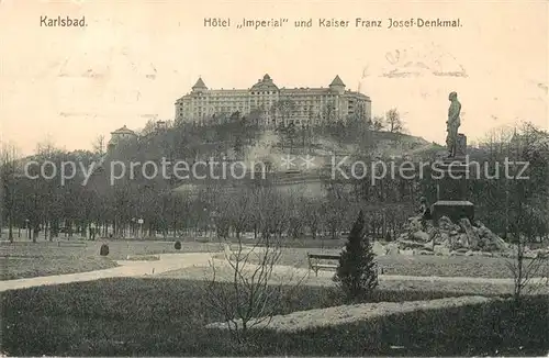 AK / Ansichtskarte Karlsbad_Eger Hotel Imperial Kaiser Franz Josef Denkmal Karlsbad_Eger