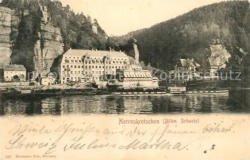AK / Ansichtskarte Herrnskretschen_Boehmen Dampfer Tetschen 