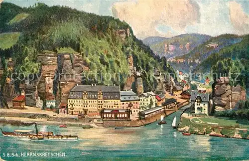 AK / Ansichtskarte Herrnskretschen_Boehmen Kuenstlerkarte 