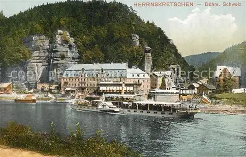 AK / Ansichtskarte Herrnskretschen_Boehmen Dampfer Karlsbad 