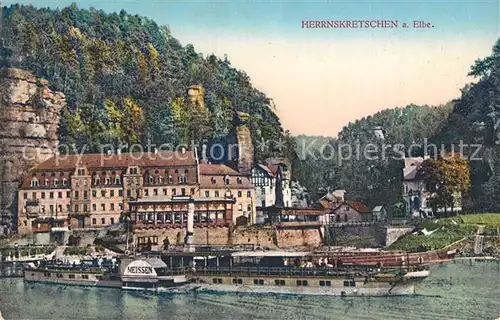 AK / Ansichtskarte Herrnskretschen_Boehmen Dampfer Meissen  