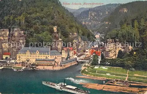 AK / Ansichtskarte Herrnskretschen_Boehmen Dampfer  