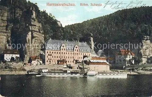 AK / Ansichtskarte Herrnskretschen_Boehmen Dampfer Schandau 