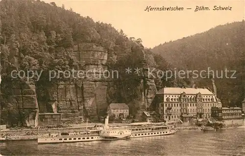 AK / Ansichtskarte Herrnskretschen_Boehmen Dampfer Dresden 