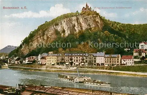 AK / Ansichtskarte Bodenbach Tetschen_Boehmen Berg Restaurant Schaeferwand Dampfer Bodenbach Tetschen Boehmen