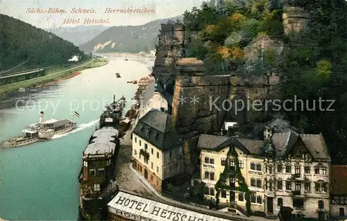 AK / Ansichtskarte Herrnskretschen_Boehmen Hotel Hetschel  