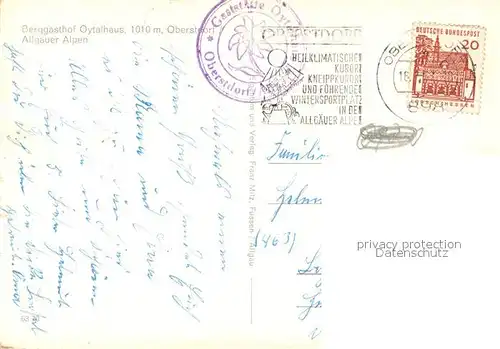 AK / Ansichtskarte Oberstdorf Berggasthof Oytalhaus Oberstdorf