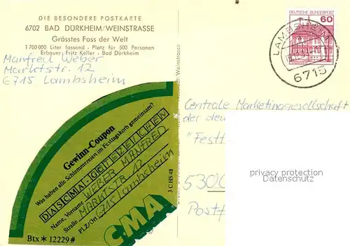 AK / Ansichtskarte Bad_Duerkheim Groesstes Fass  Bad_Duerkheim