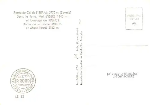 AK / Ansichtskarte Tignes Route du Col de Iseran  Tignes