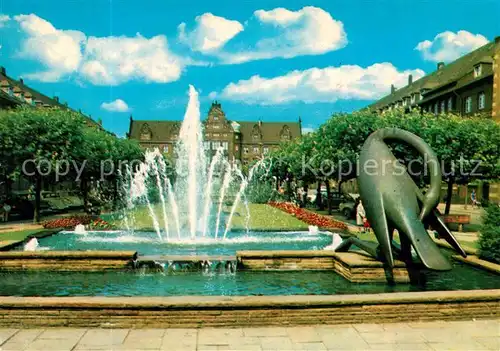 AK / Ansichtskarte Oberhausen Friedensplatz Fontaene Wasserspiele Amtsgericht Oberhausen