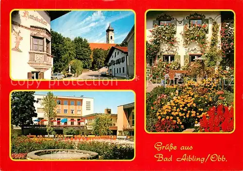 AK / Ansichtskarte Bad_Aibling Ratskeller Kirche Kurhotel Park Blumenschmuck Bad_Aibling