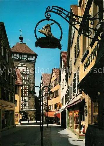 AK / Ansichtskarte Reutlingen_Tuebingen Katharinenstrasse mit Tuebinger Tor Tuerschild Altstadt Reutlingen Tuebingen