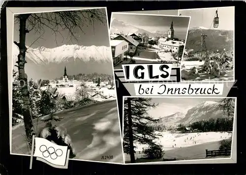 AK / Ansichtskarte Igls_Tirol Winterpanorama Alpen Olympiafahne Igls_Tirol