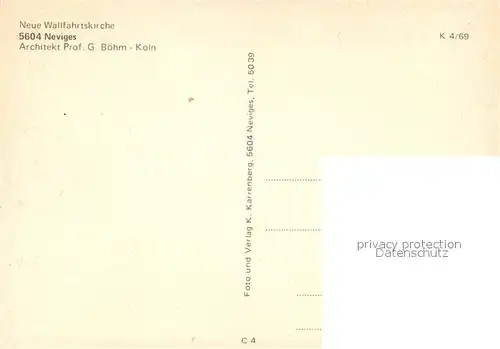 AK / Ansichtskarte Neviges_Velbert Neue Wallfahrtskirche Innenansicht Kirchenfenster Neviges Velbert