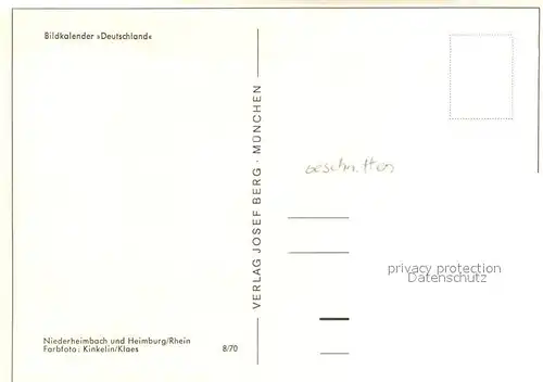 AK / Ansichtskarte Niederheimbach_Bingen Panorama Heimburg Rhein Bildkalender Deutschland Niederheimbach Bingen