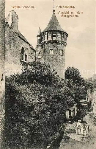 AK / Ansichtskarte Teplitz Schoenau_Teplice Schlossberg Burggraben 