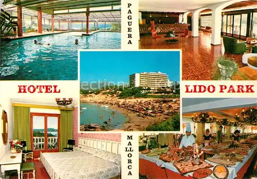 AK / Ansichtskarte Paguera_Mallorca_Islas_Baleares Hotel Lido Park Restaurant Buffet Strand Hallenbad Paguera_Mallorca