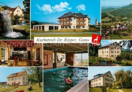 AK / Ansichtskarte Gams_Bad Kurpark Wasserfall Kurhotel Cafe Hertahof Hallenbad Gudrunhof Waldhof Gams_Bad