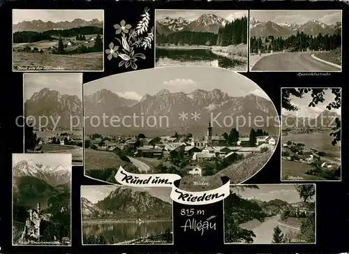 AK / Ansichtskarte Rieden_Allgaeu Landschaftspanorama Faulensee Alpen Forggensee Schloss Neuschwanstein Rieden Allgaeu